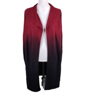 Adam Levine Burgundy Black Ombre Shawl Collar Long Sleeve Open Sweater Duster